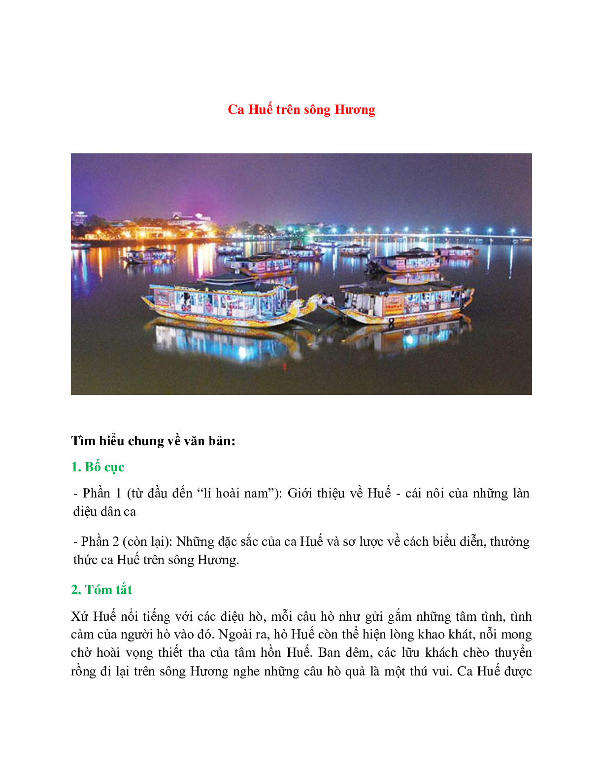 Ca Huế trên sông Hương – Ngữ văn lớp 7 (trang 1)