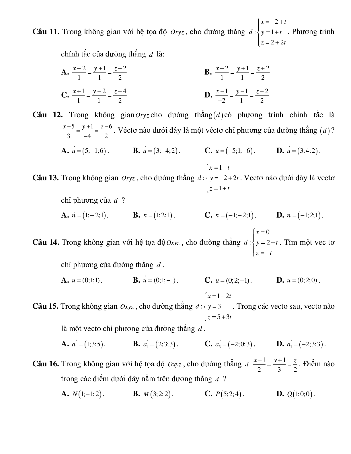 Tìm vectơ chỉ phương của phương trình đường thẳng Toán 12 (trang 3)