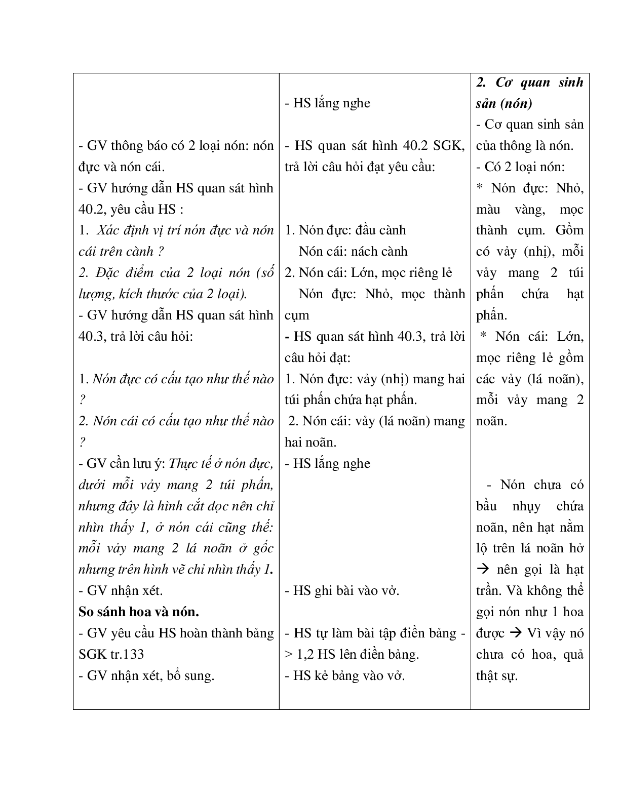 Giáo án Sinh học 6 Bài 40: Hạt trần - Cây thông mới nhất - CV5555 (trang 3)