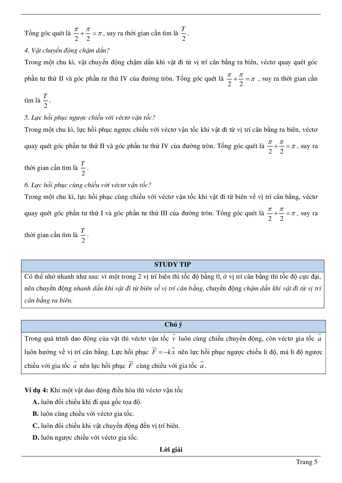 Các dạng bài toán chương Dao động cơ môn Vật lý lớp 12 (trang 5)