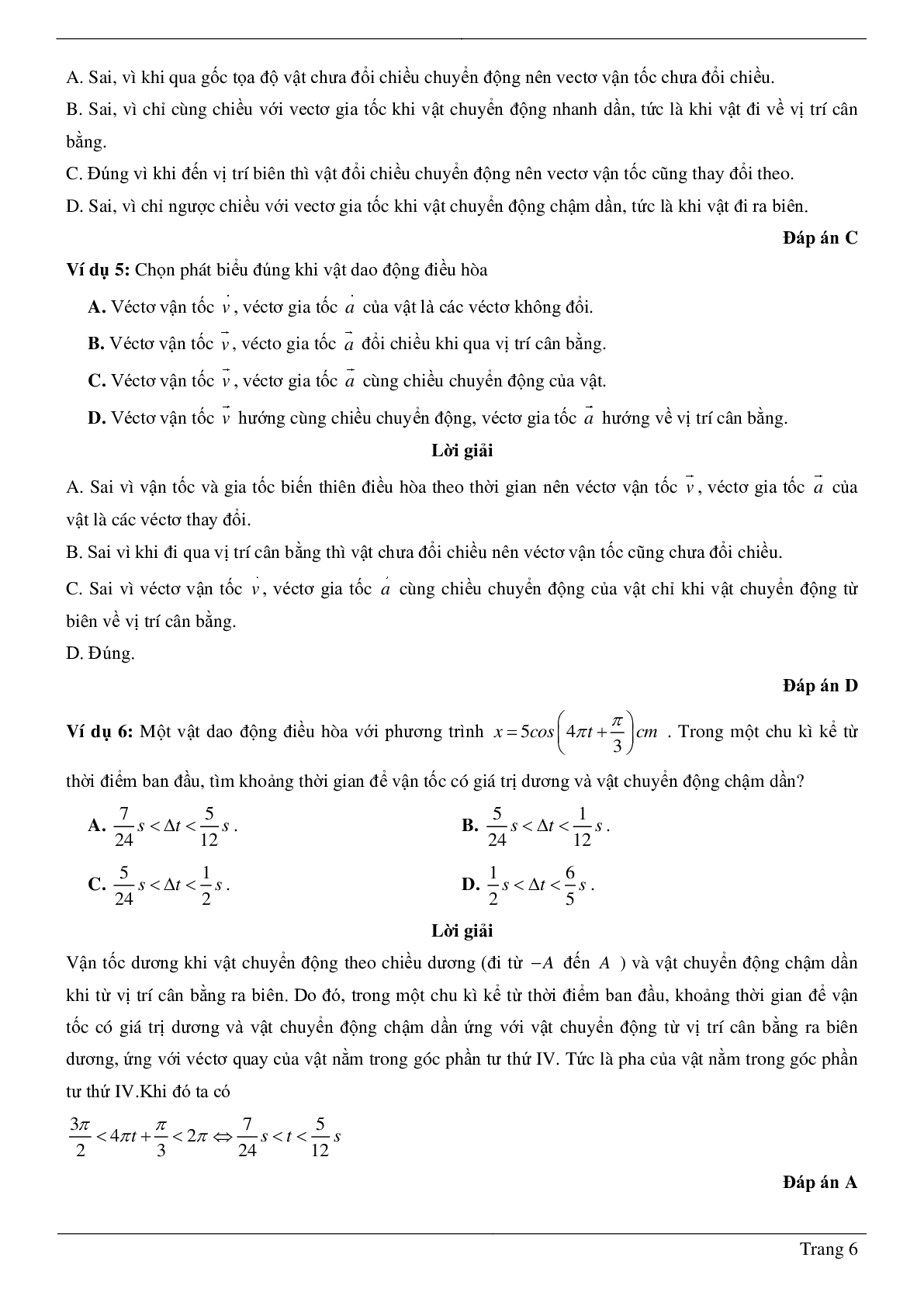 Các dạng bài toán chương Dao động cơ môn Vật lý lớp 12 (trang 6)