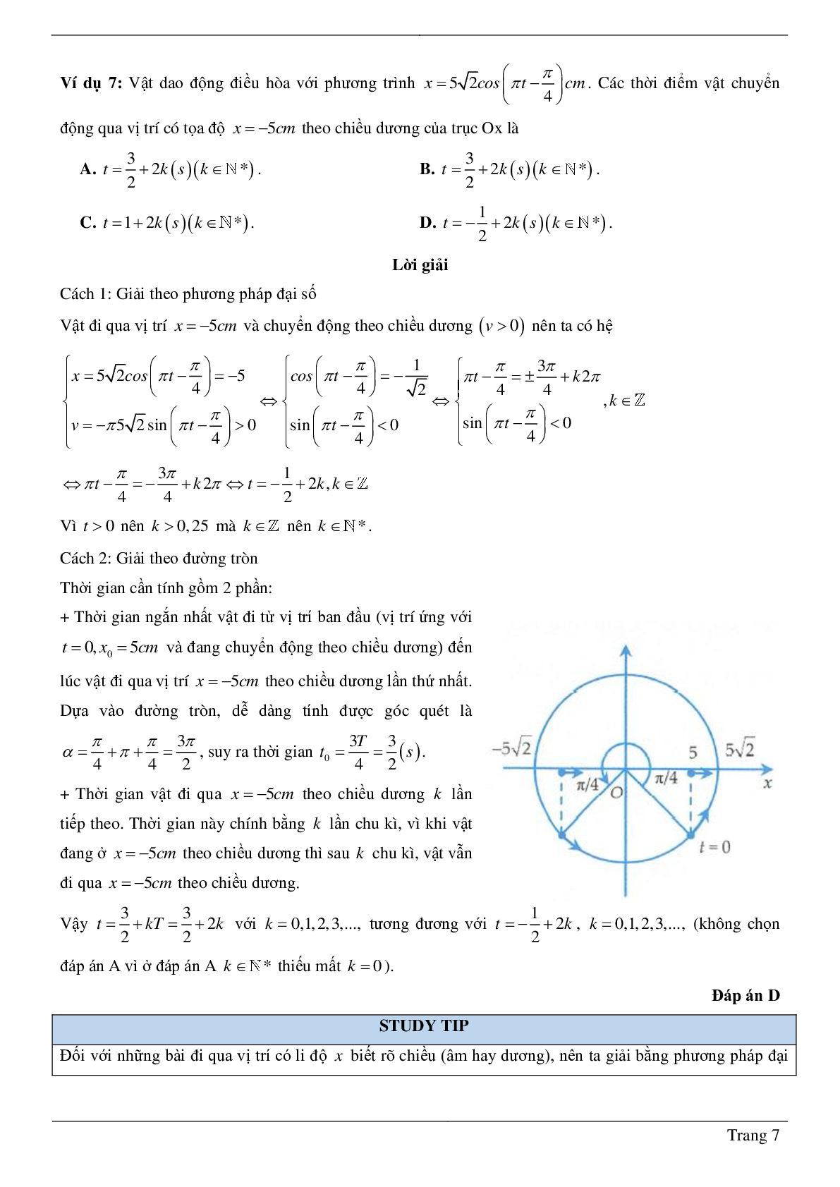 Các dạng bài toán chương Dao động cơ môn Vật lý lớp 12 (trang 7)