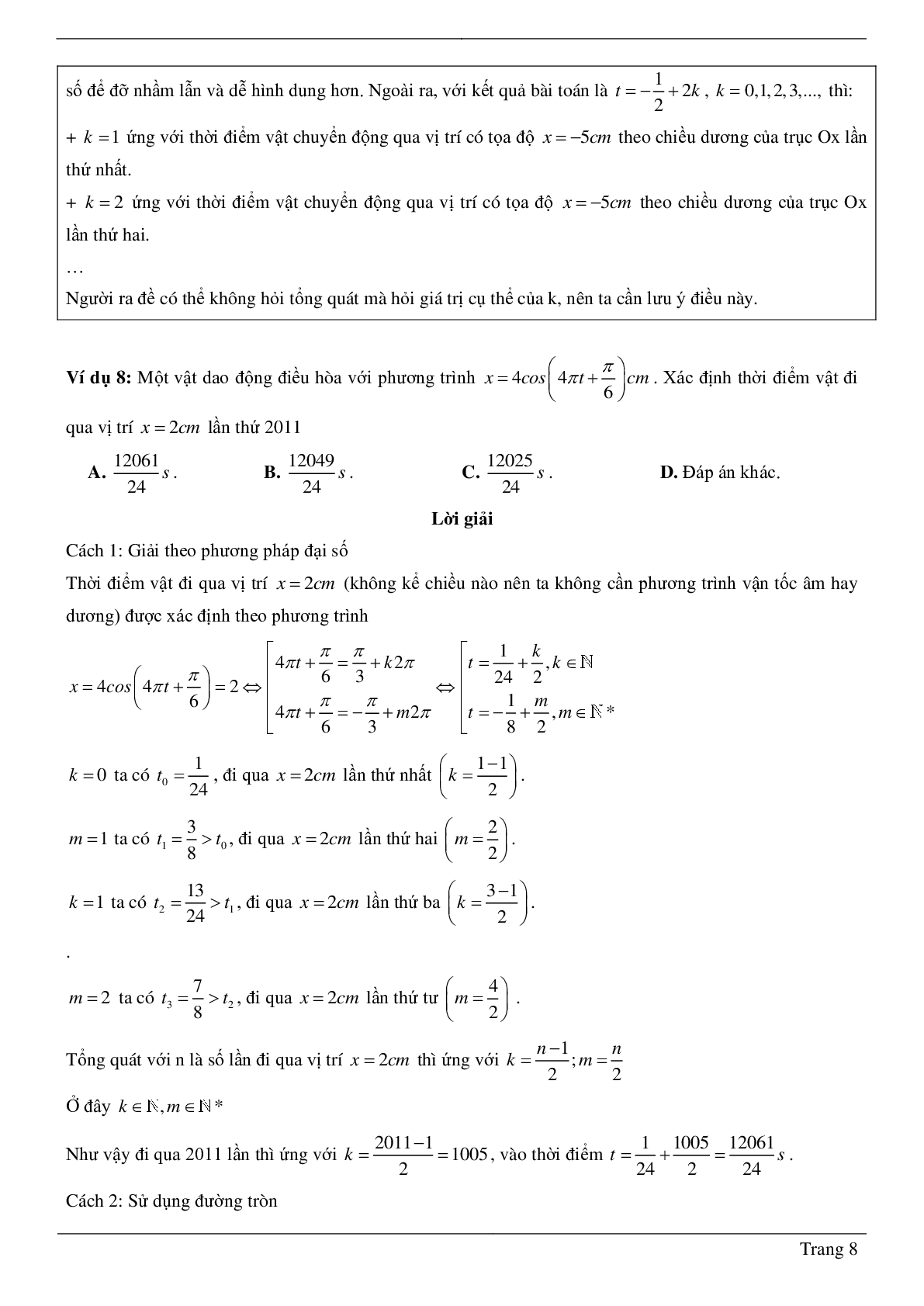Các dạng bài toán chương Dao động cơ môn Vật lý lớp 12 (trang 8)