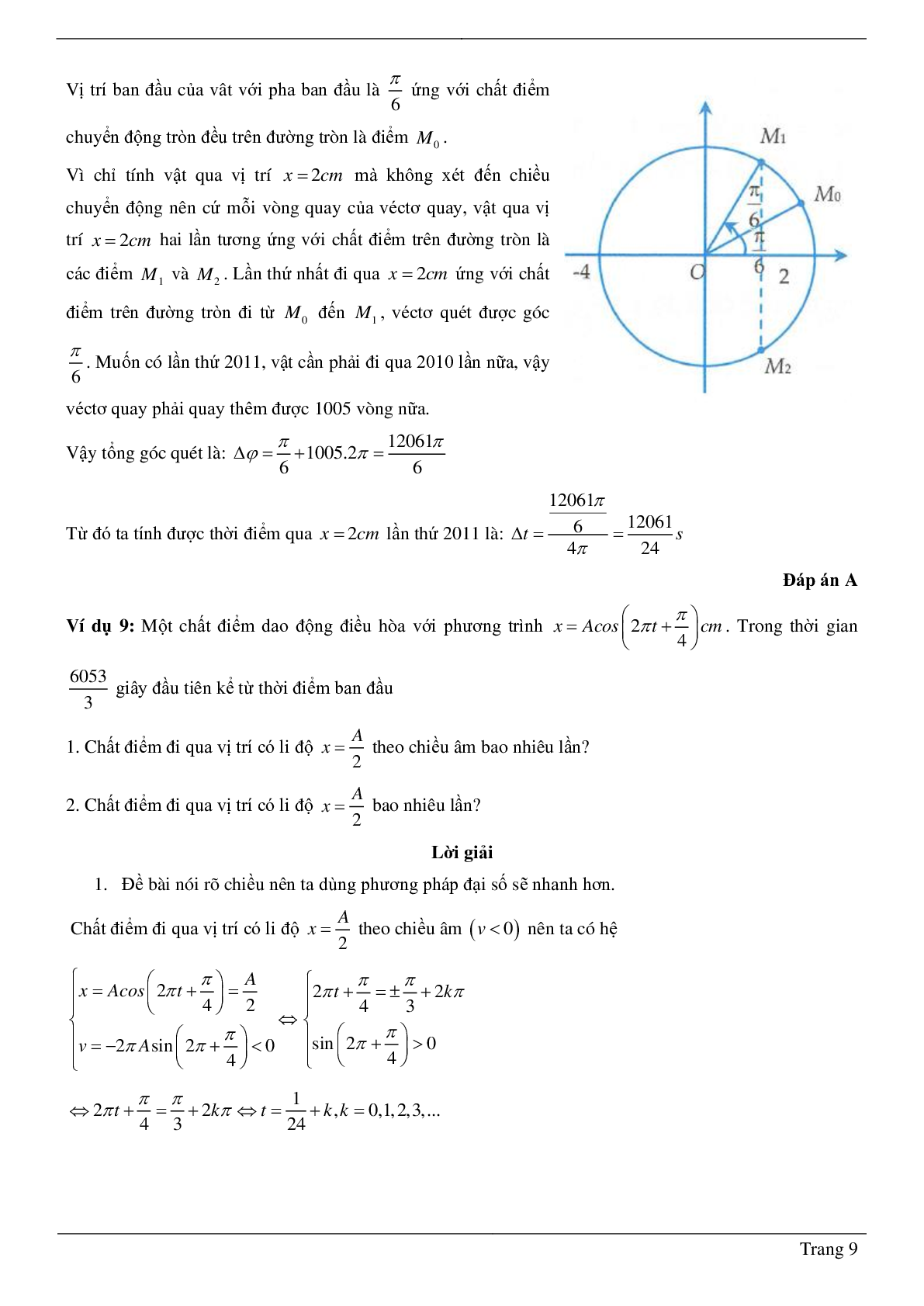 Các dạng bài toán chương Dao động cơ môn Vật lý lớp 12 (trang 9)
