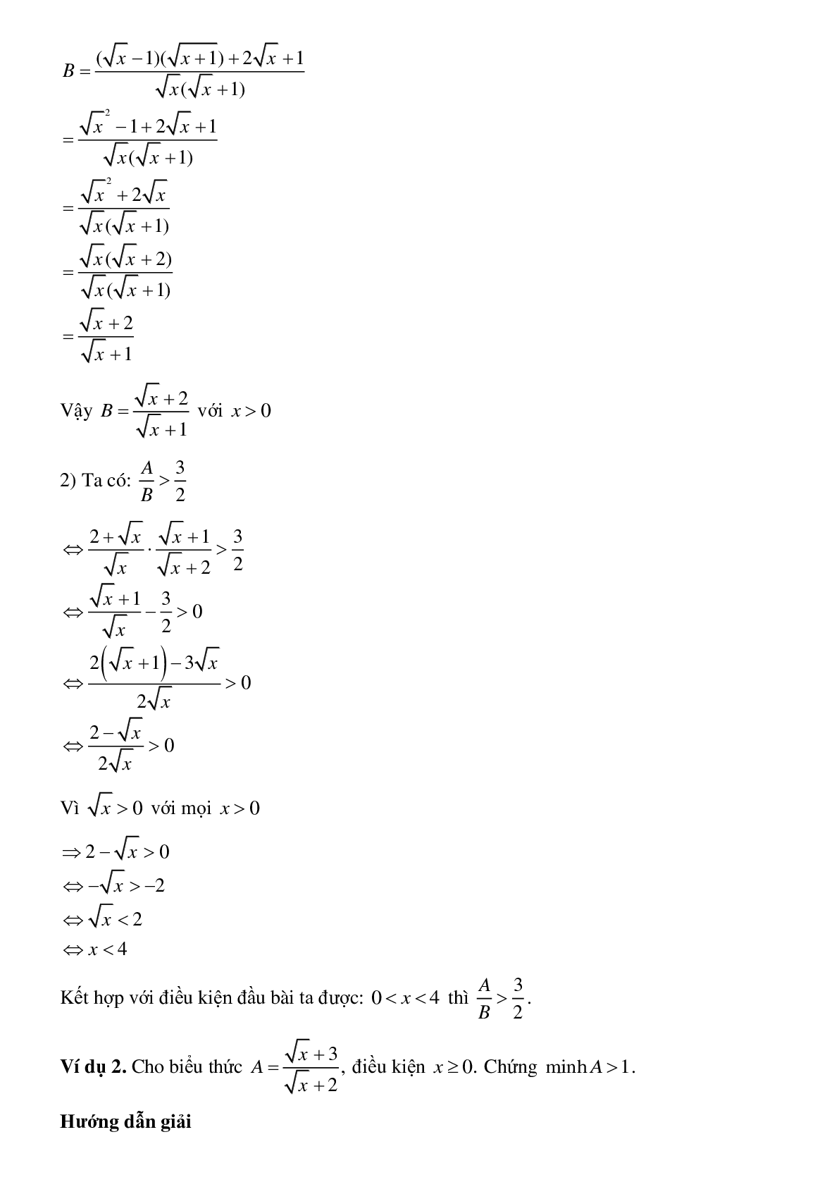 Phương pháp giải So sánh biểu thức chứa căn với một số hoặc với một biểu thức khác (trang 2)