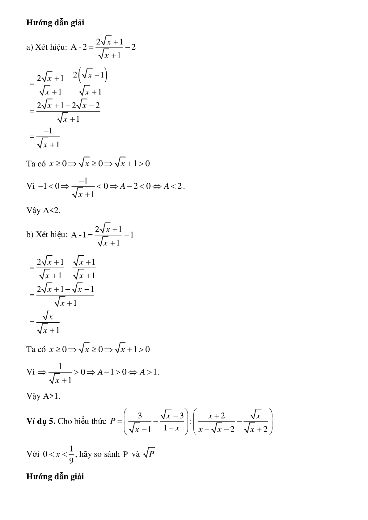 Phương pháp giải So sánh biểu thức chứa căn với một số hoặc với một biểu thức khác (trang 4)