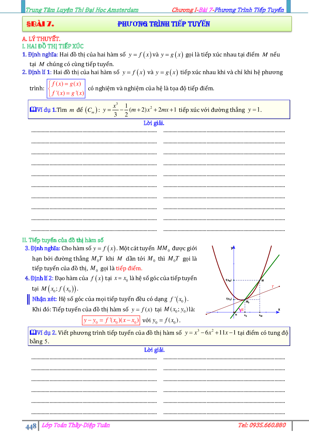 Lý thuyết, bài tập về Phương trình tiếp tuyến (trang 1)