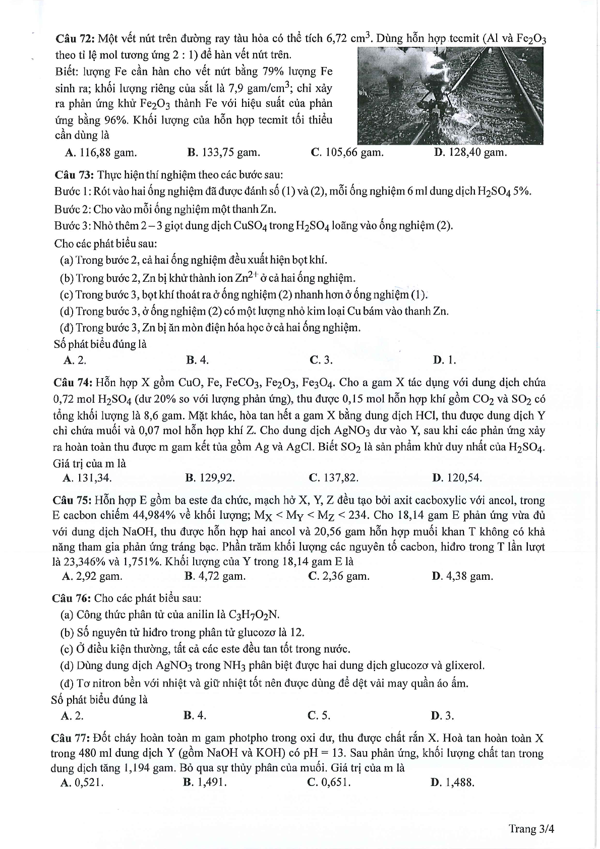 Đề thi tham khảo Hóa học 2024 có đáp án (trang 3)