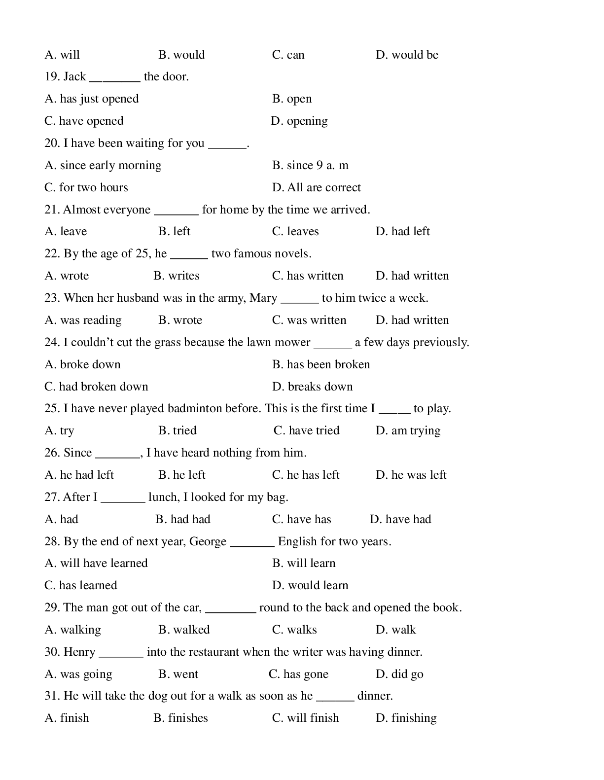 Bài tập Tiếng Anh lớp 7 có đáp án (trang 3)