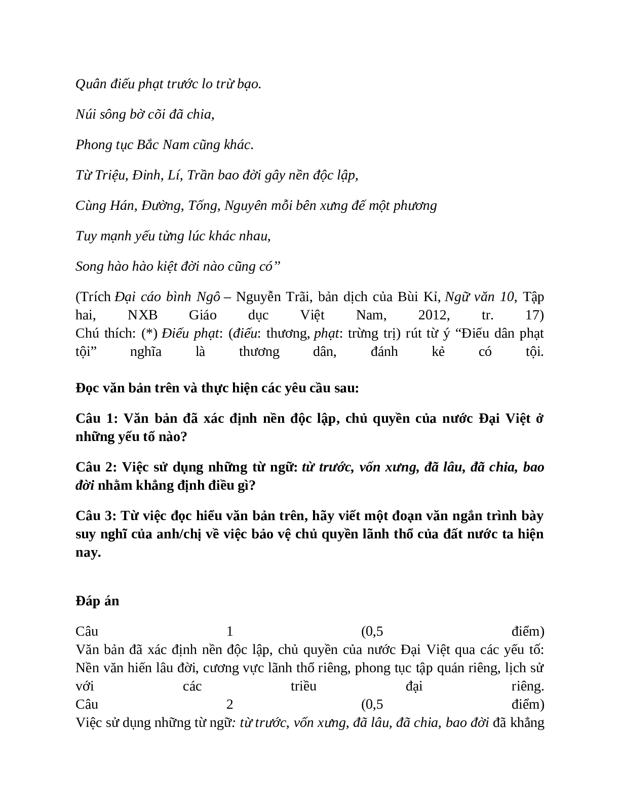 Sơ đồ tư duy bài Bình Ngô đại cáo dễ nhớ, ngắn nhất - Ngữ văn lớp 10 (trang 10)