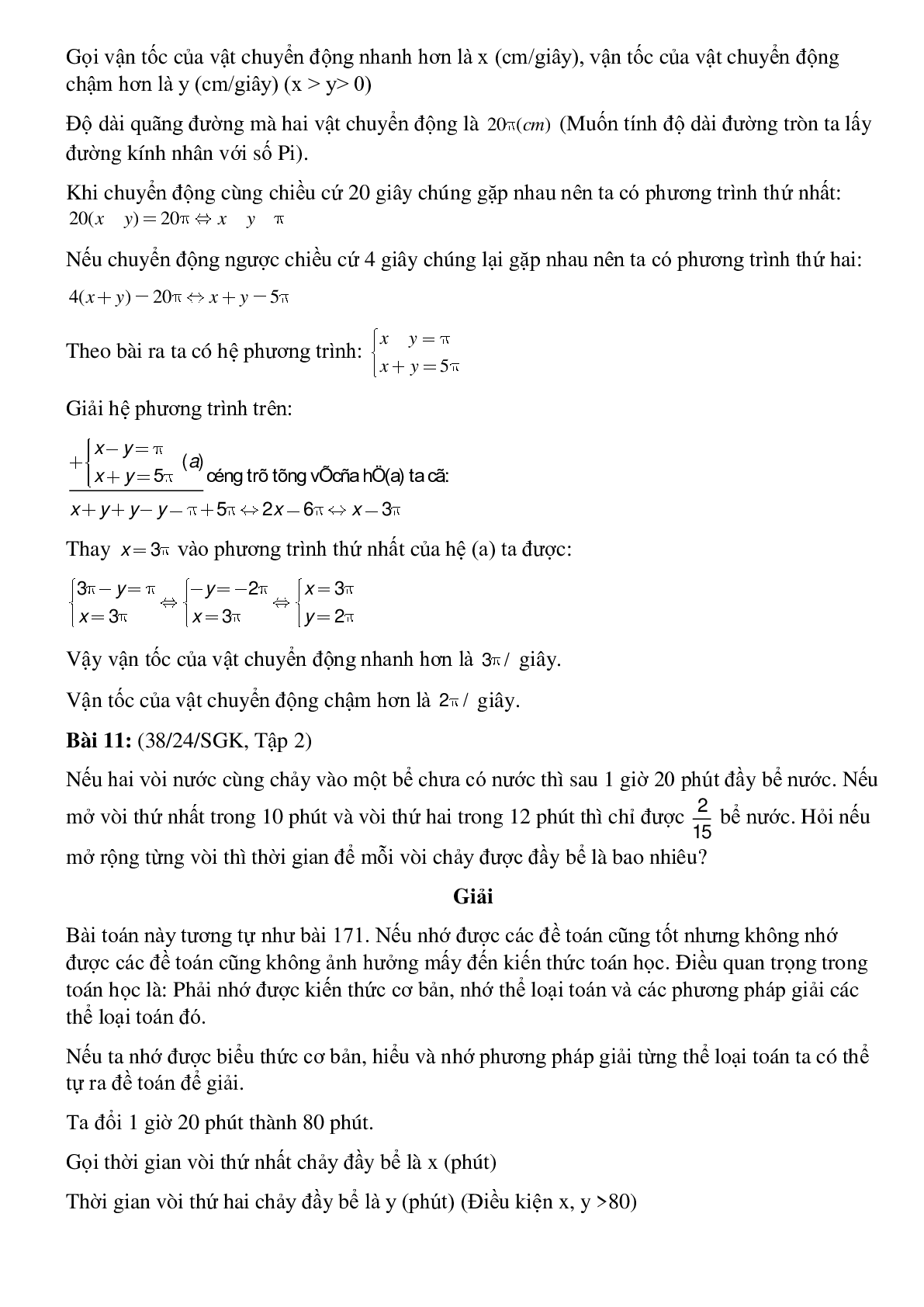 50 Bài tập Giải bài toán bằng cách lập hệ phương trình (có đáp án)- Toán 9 (trang 10)