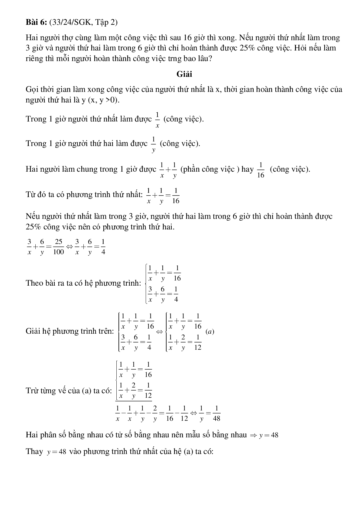 50 Bài tập Giải bài toán bằng cách lập hệ phương trình (có đáp án)- Toán 9 (trang 6)