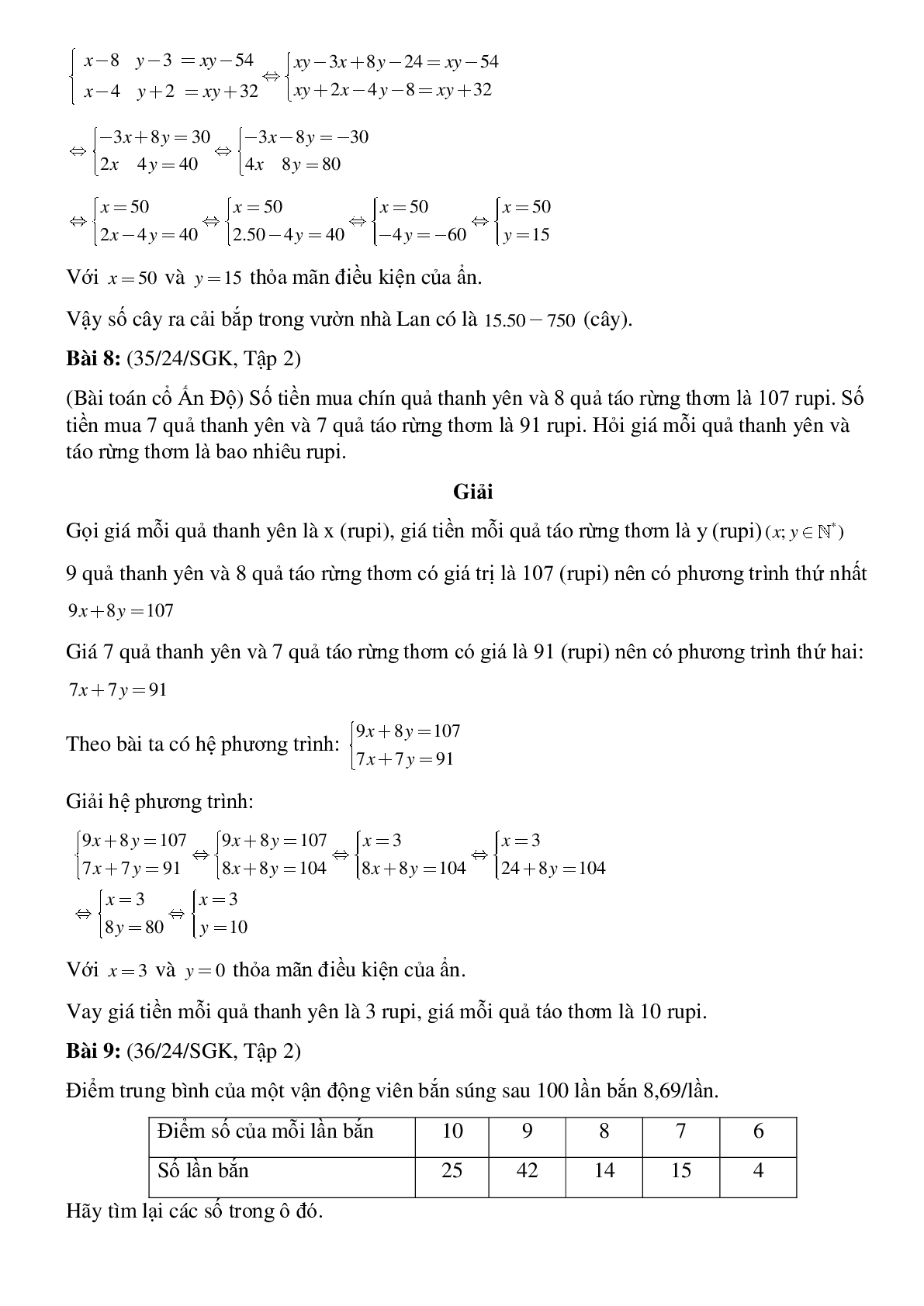 50 Bài tập Giải bài toán bằng cách lập hệ phương trình (có đáp án)- Toán 9 (trang 8)