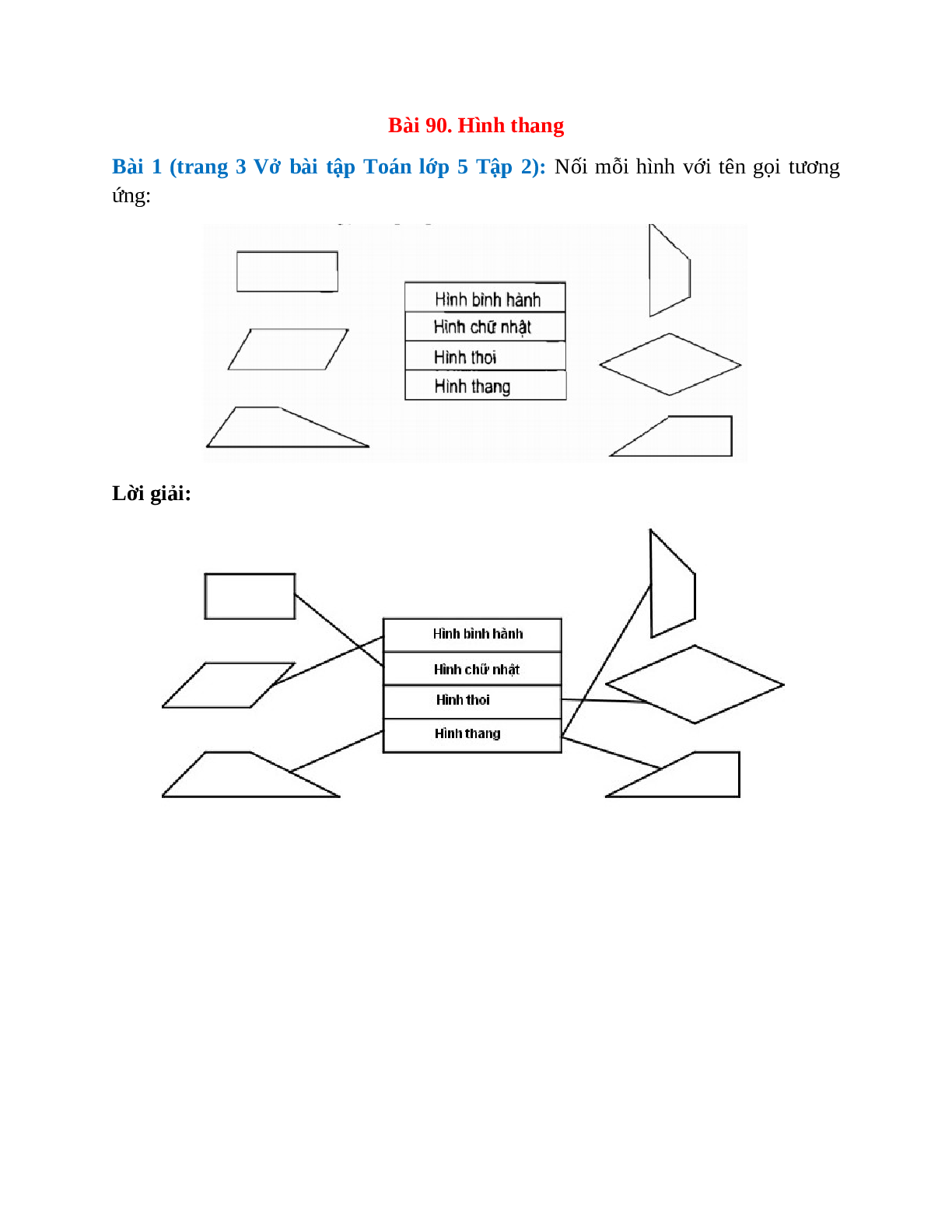 Nối mỗi hình với tên gọi tương ứng Bài 1 trang 3 Vở bài tập Toán lớp 5 (trang 1)