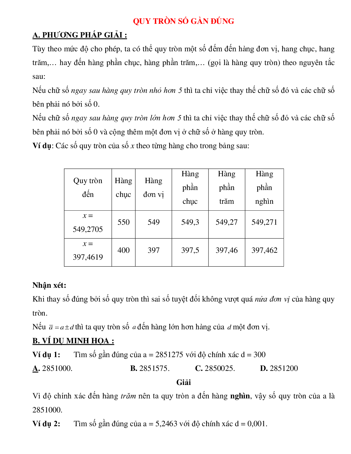 Bài tập tự luyện quy tròn số gần đúng Toán 10 (trang 1)