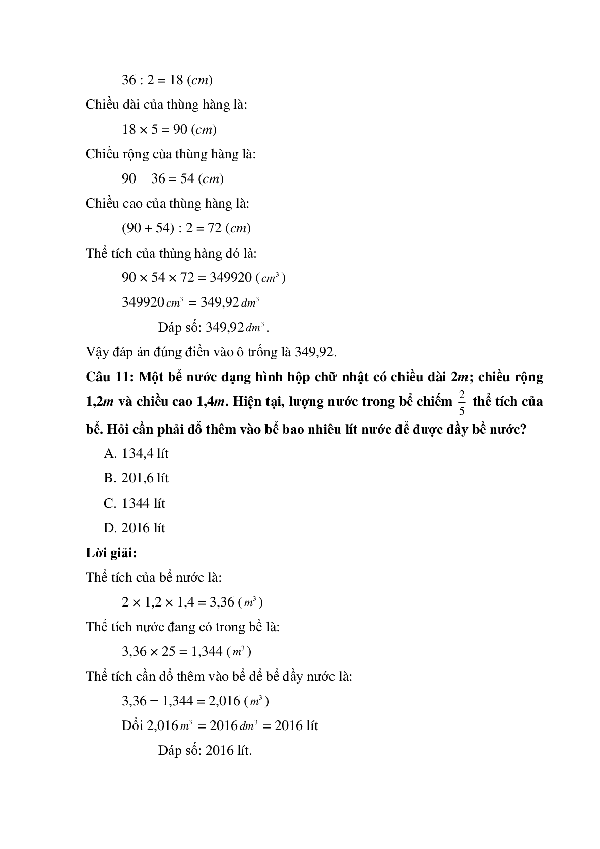 14 câu Trắc nghiệm Thể tích hình hộp chữ nhật có đáp án 2023 – Toán lớp 5 (trang 5)