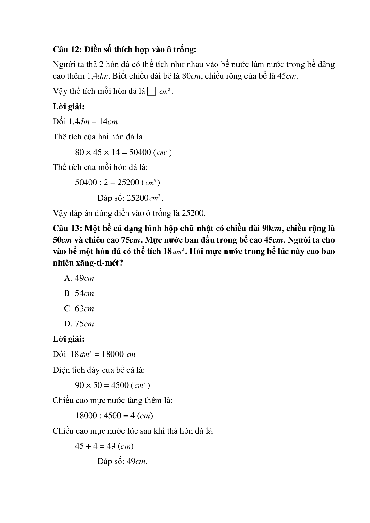 14 câu Trắc nghiệm Thể tích hình hộp chữ nhật có đáp án 2023 – Toán lớp 5 (trang 6)
