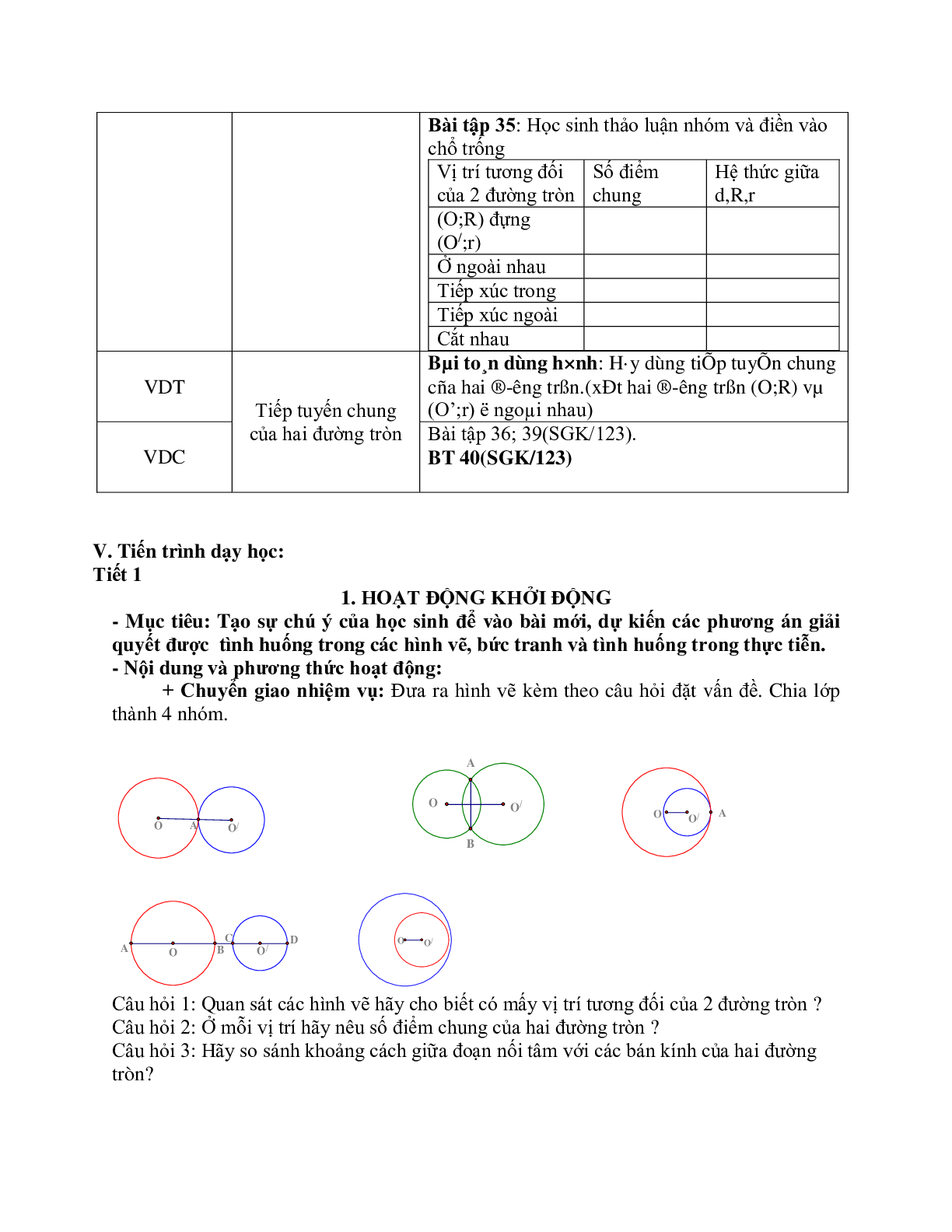 Giáo án Hình học 9 chương 2 bài 7: Vị trí tương đối của hai đường tròn mới nhất (trang 4)