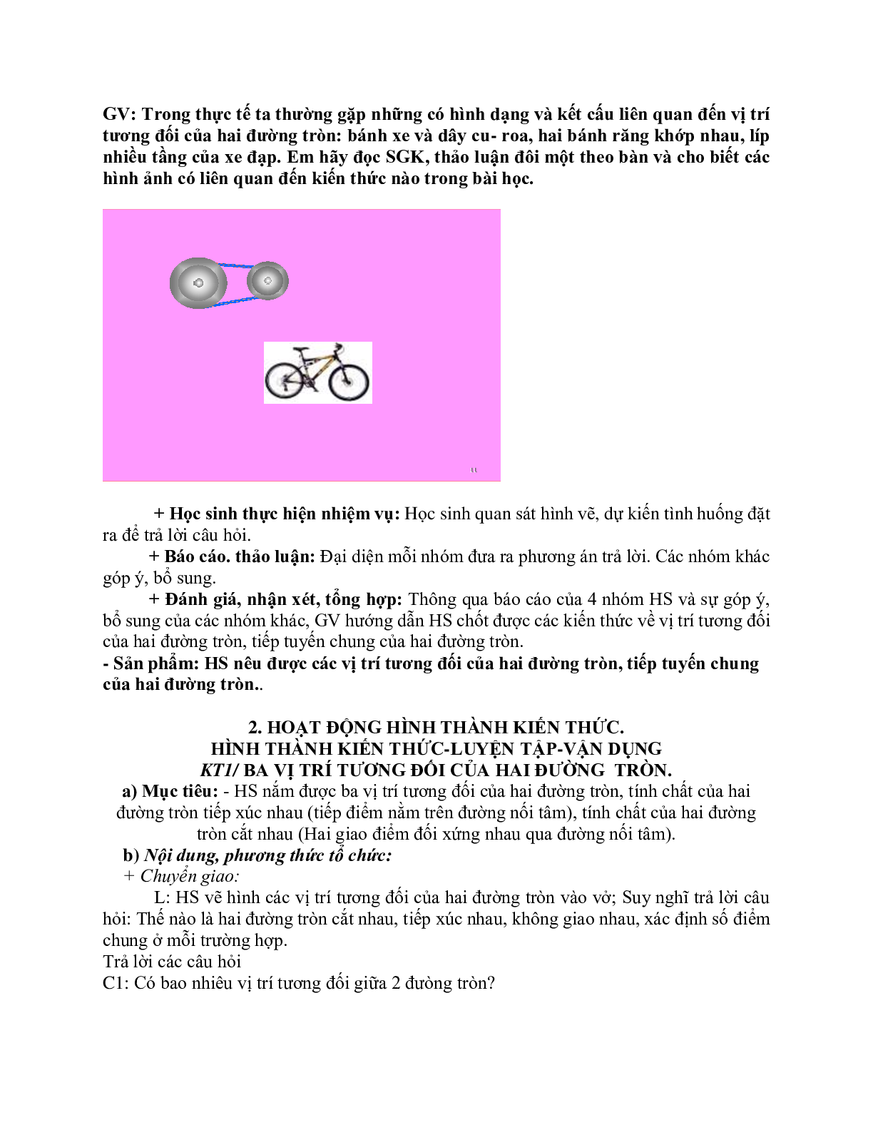 Giáo án Hình học 9 chương 2 bài 7: Vị trí tương đối của hai đường tròn mới nhất (trang 5)