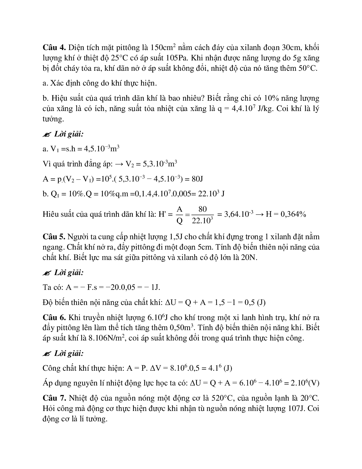 Bài tập về các nguyên lí của nhiệt động lực học có lời giải chi tiết (trang 3)