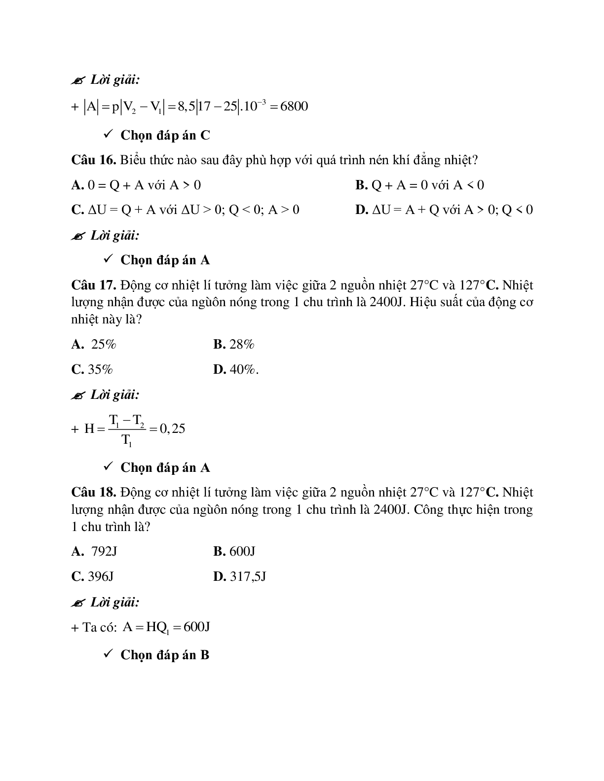 Bài tập về các nguyên lí của nhiệt động lực học có lời giải chi tiết (trang 9)