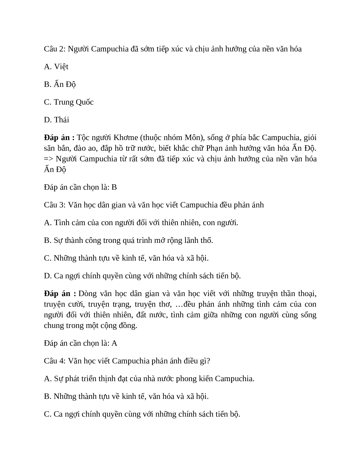 Lịch Sử 10 Bài 9 (Lý thuyết và trắc nghiệm): Vương quốc Cam-pu-chia và Vương quốc Lào (trang 5)