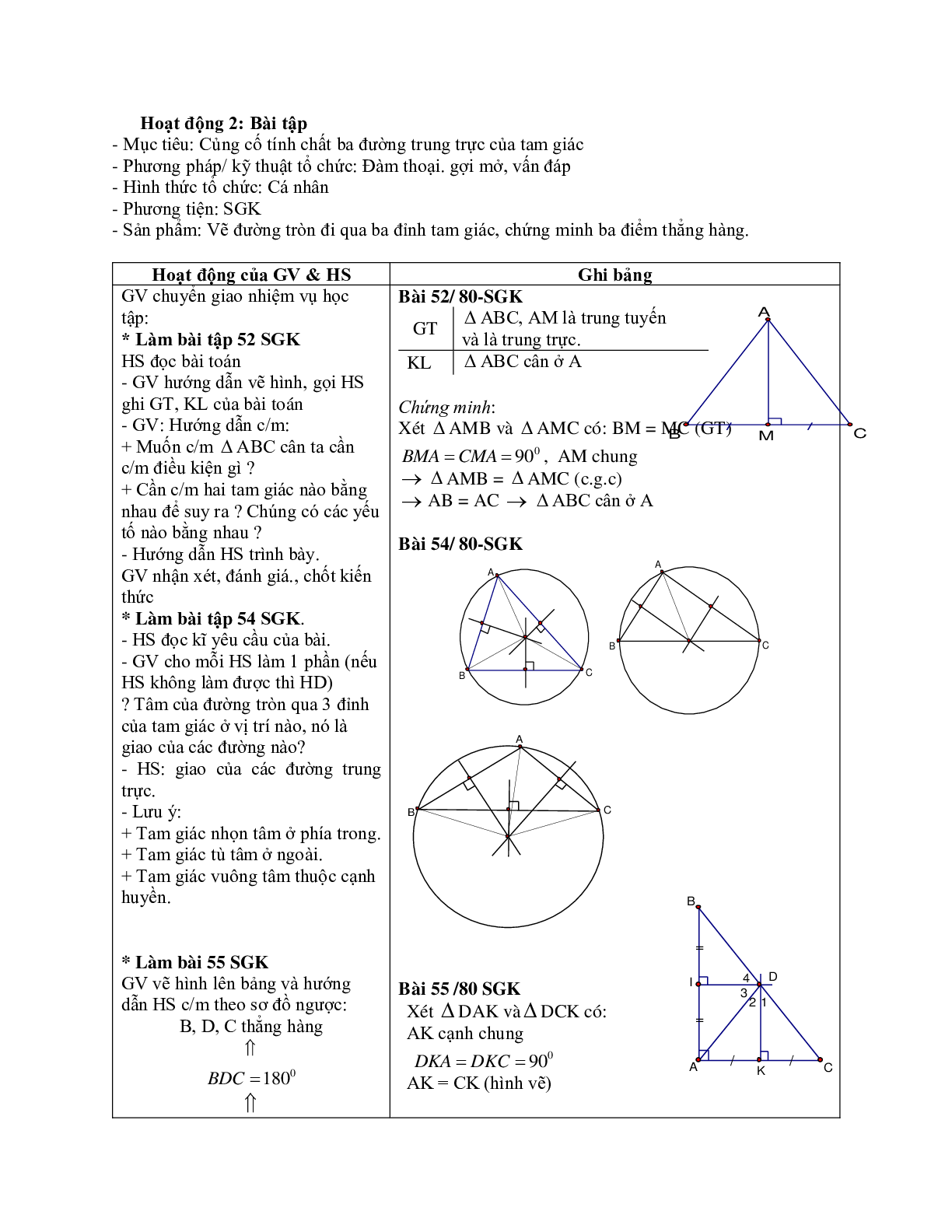 Giáo án Toán học 7 bài 8: Tính chất ba đường trung trực của tam giác mới nhất (trang 5)