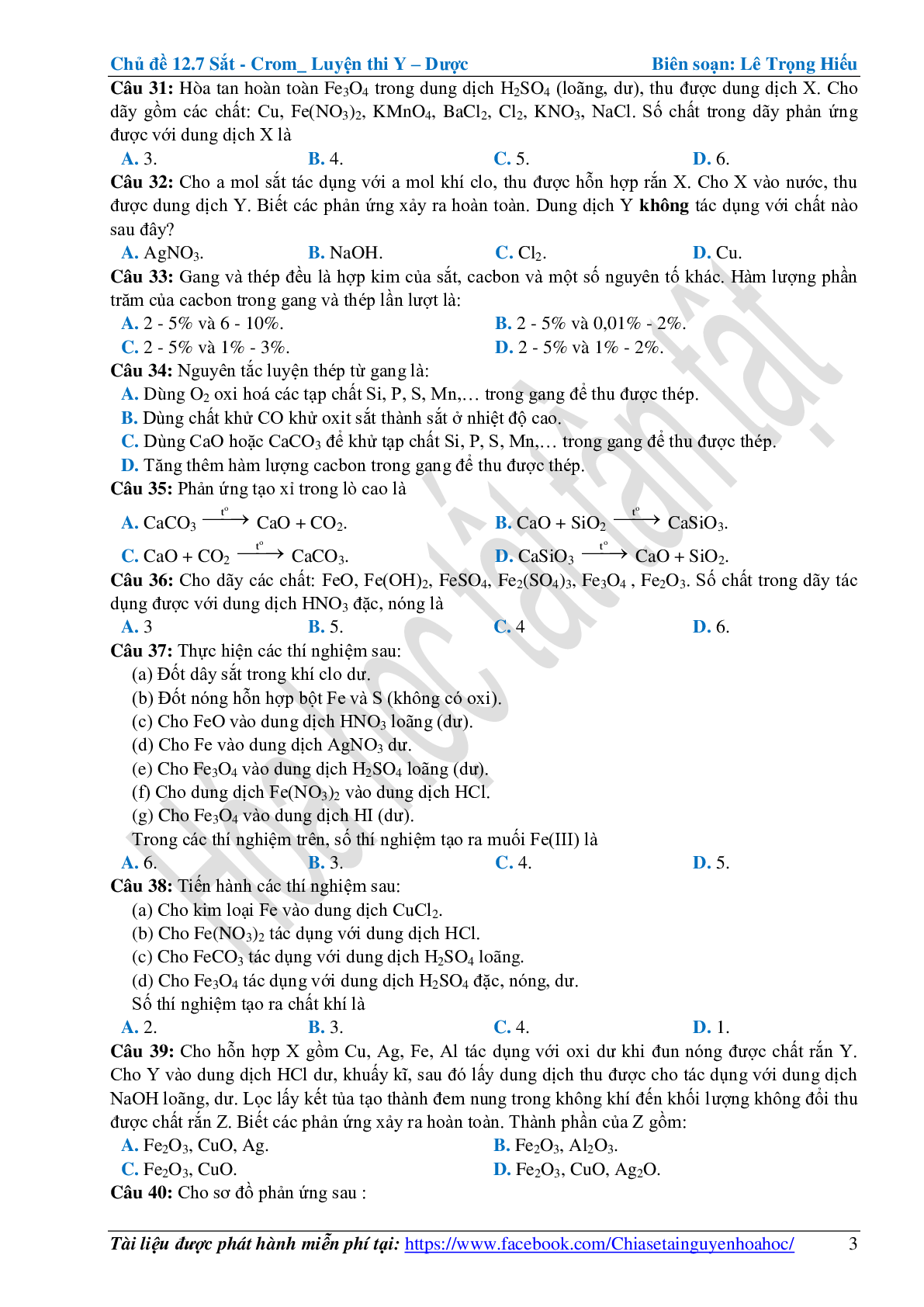 Bài tập về sắt-crom cơ bản, nâng cao (trang 3)