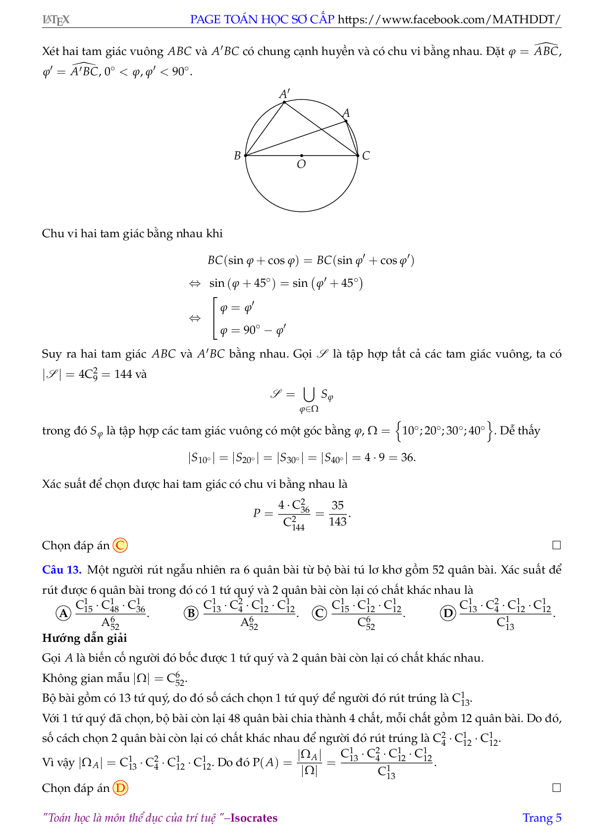 Tuyển tập 171 bài toán xác suất đủ mức độ có đáp án và lời giải chi tiết (trang 5)