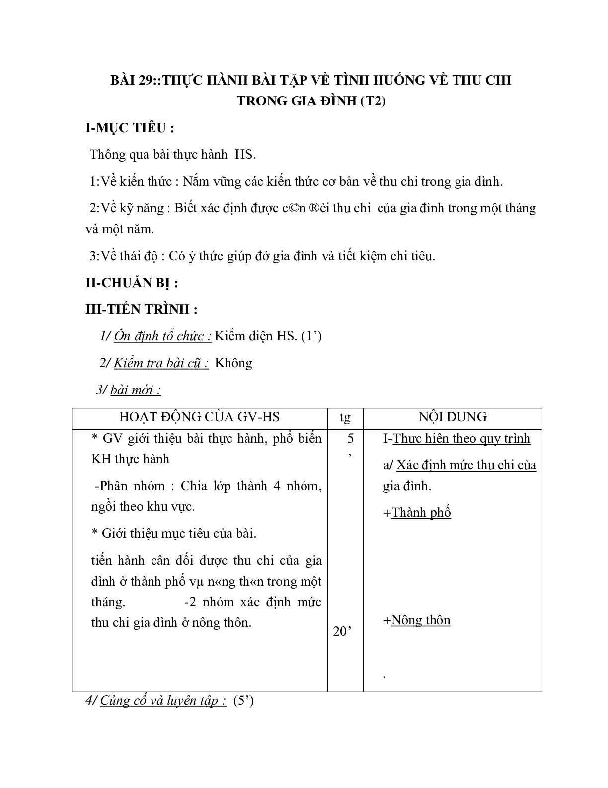 GIÁO ÁN CÔNG NGHỆ 6 BÀI 29::THỰC HÀNH GIÁO ÁN CÔNG NGHỆ 6 BÀI TẬP VỀ TÌNH HUỐNG VỀ THU CHI TRONG GIA ĐÌNH (T2) MỚI NHẤT – CV5555 (trang 1)