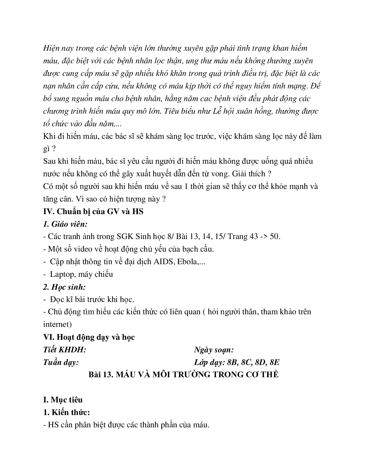 Giáo Án Sinh Học 8 Bài 13 - CV5512 (trang 10)