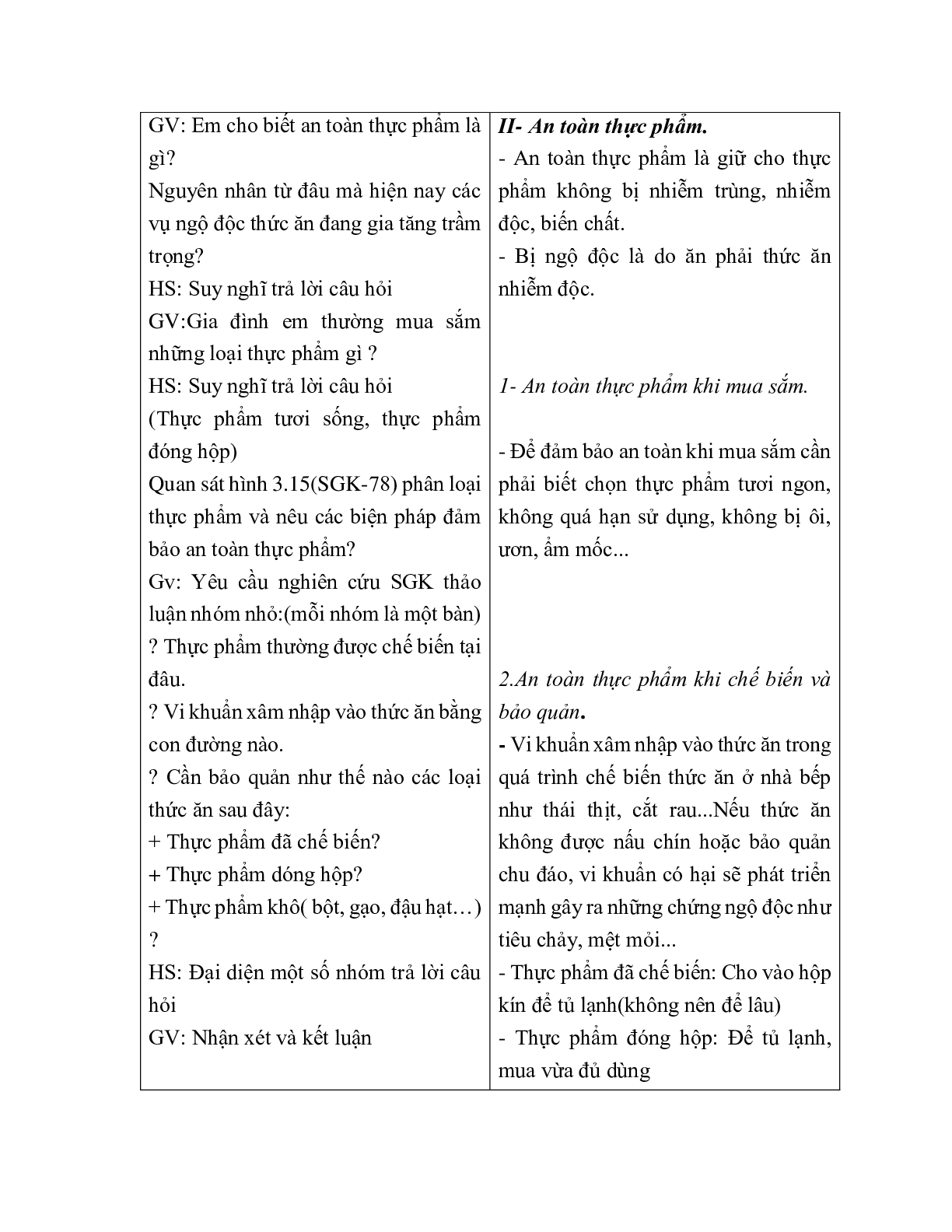 GIÁO ÁN CÔNG NGHỆ 6 BÀI 20: VỆ SINH AN TOÀN THỰC PHẨM (T1) MỚI NHẤT – CV5512 (trang 3)