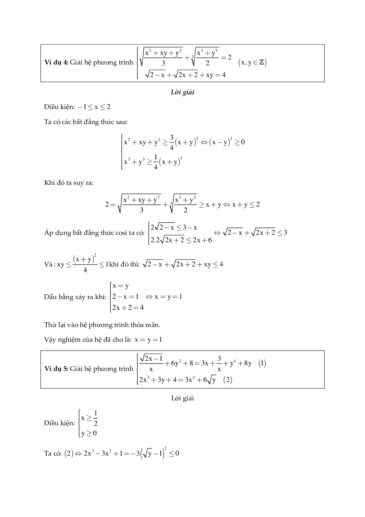 Một số hệ phương trình giải bằng phương pháp đánh giá (trang 5)