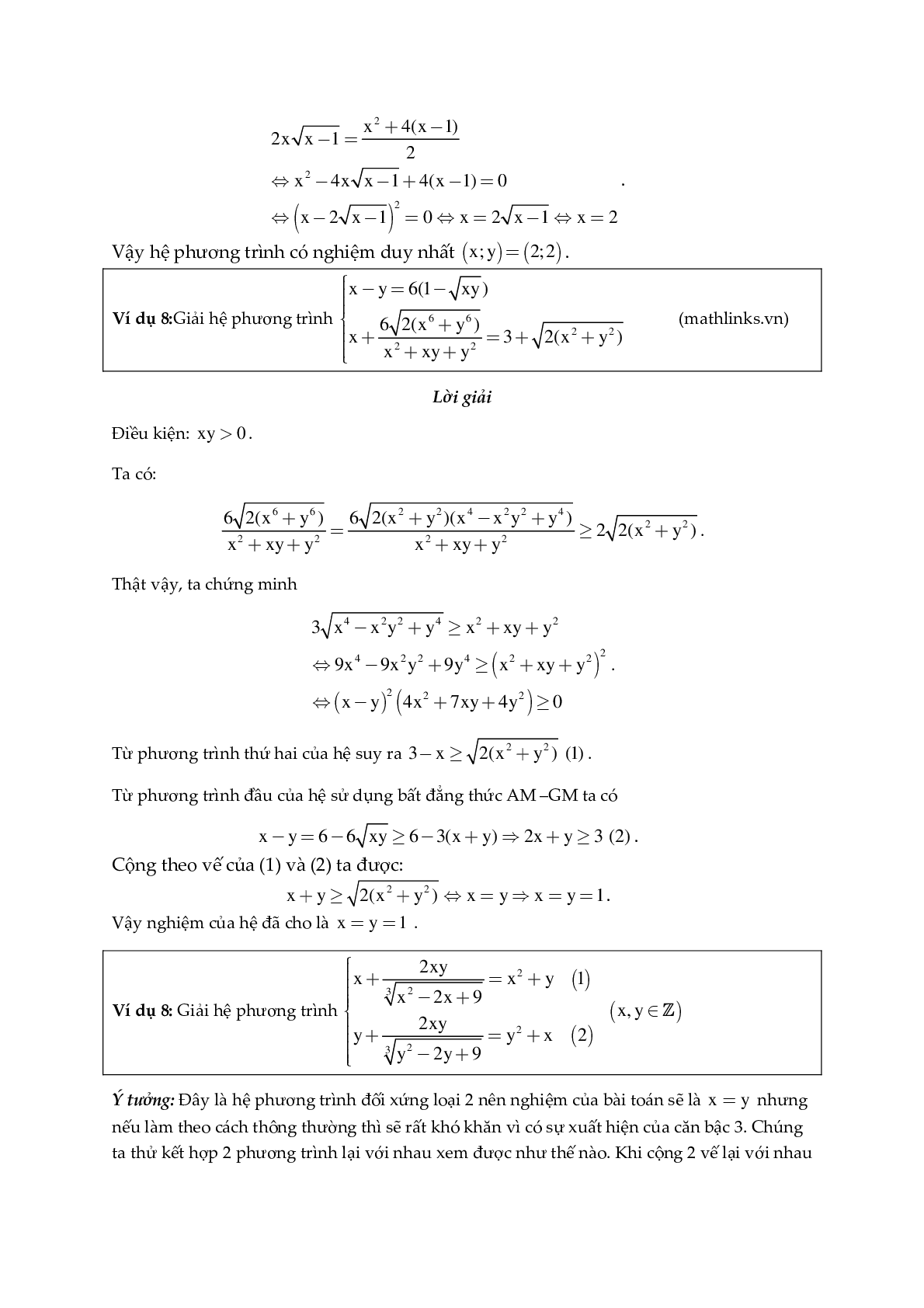Một số hệ phương trình giải bằng phương pháp đánh giá (trang 8)