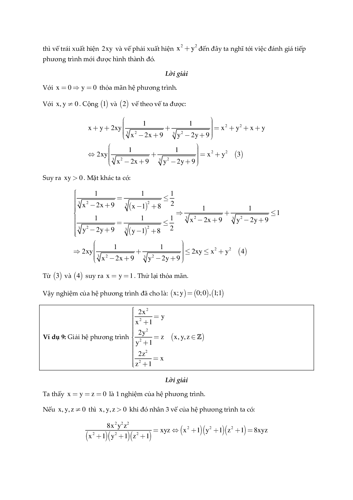Một số hệ phương trình giải bằng phương pháp đánh giá (trang 9)