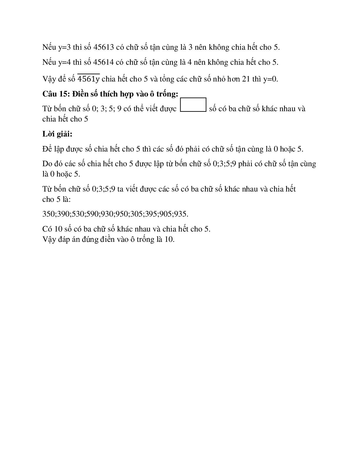 26 câu Trắc nghiệm Dấu hiệu chia hết cho 5 có đáp án 2023 – Toán lớp 4 (trang 7)