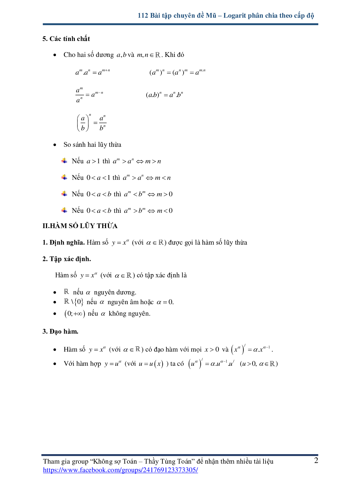 112 bài tập chuyên đề mũ và logarit - có lời giải chi tiết (trang 2)