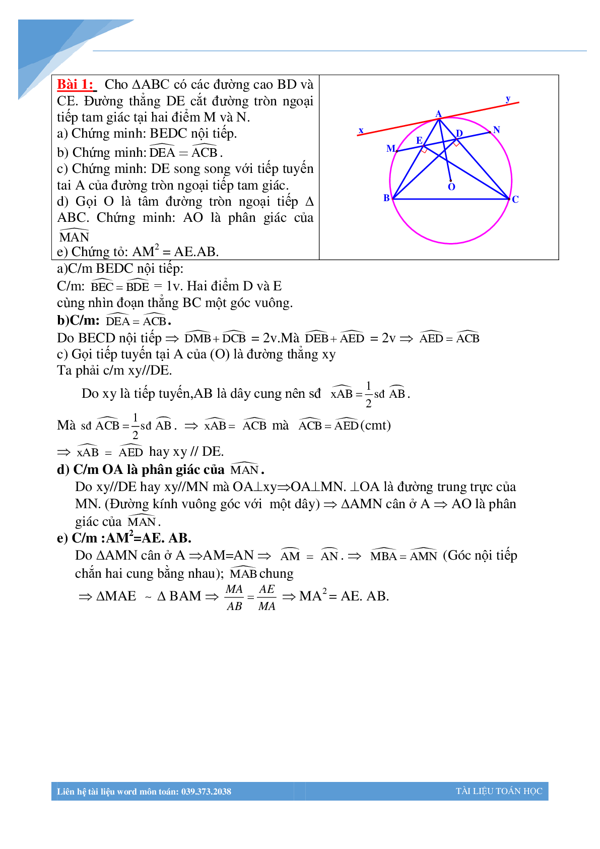 100 bài toán hình học luyện thi vào lớp 10 (trang 1)