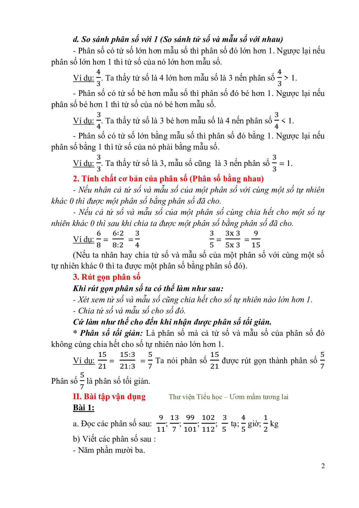 Dạng toán Phân số môn Toán lớp 4 (trang 2)