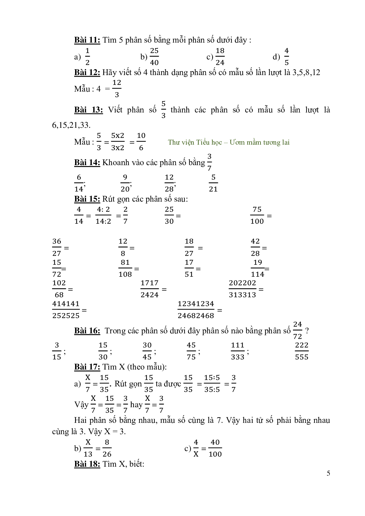 Dạng toán Phân số môn Toán lớp 4 (trang 5)