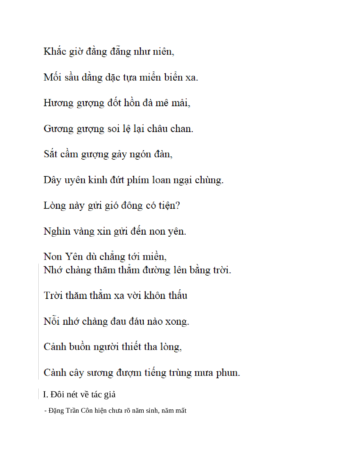 Tình cảnh lẻ loi của người chinh phụ (Trích Chinh phụ ngâm - Đặng Trần Côn) - nội dung, dàn ý phân tích, bố cục, tóm tắt (trang 3)