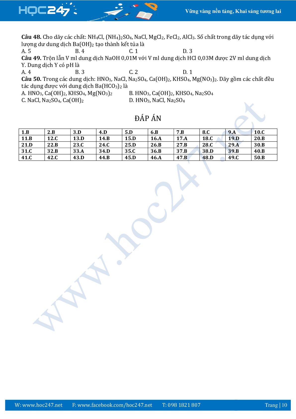 Chuyên đề Sự điện li môn hóa học lớp 11 (trang 10)