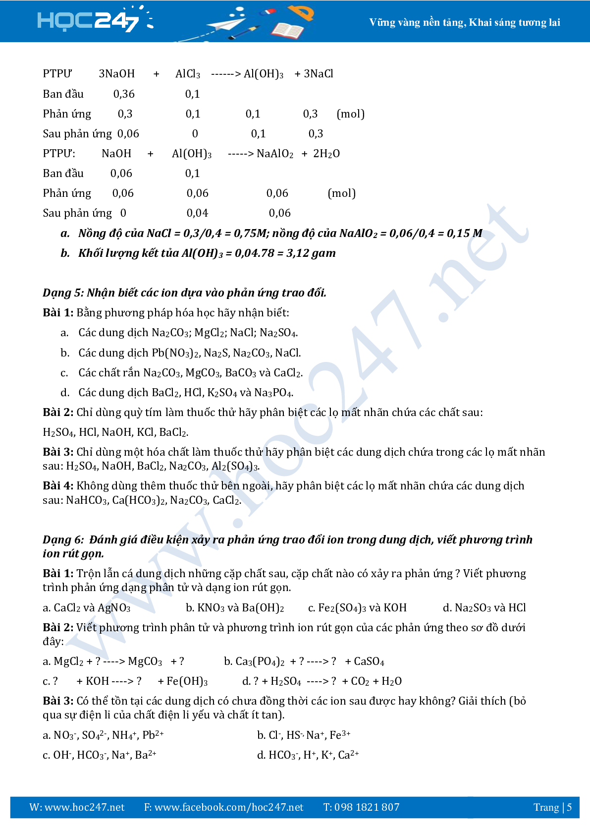 Chuyên đề Sự điện li môn hóa học lớp 11 (trang 5)