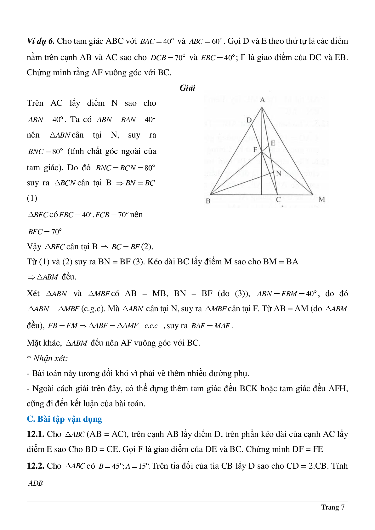 Phương pháp giải về Vẽ hình phụ để giải các bài toán hình học có lời giải (trang 7)
