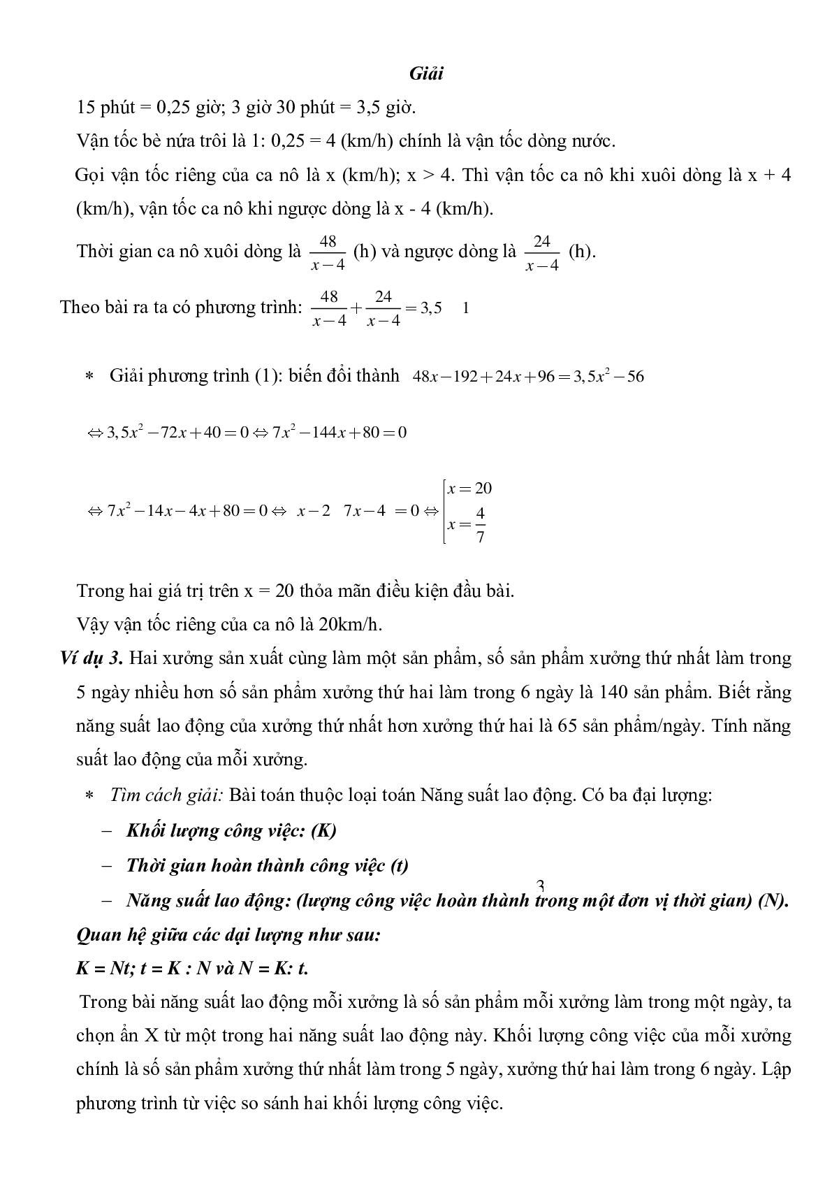 Giải toán bằng cách lập phương trình (trang 3)
