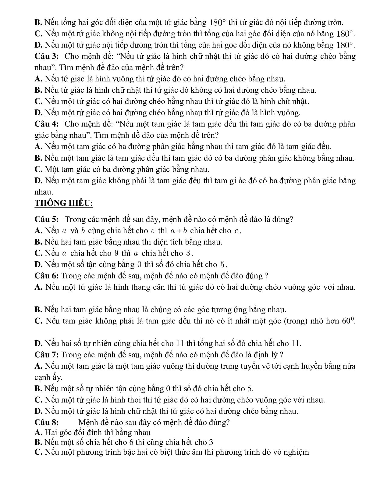 Bài tập tự luyện mệnh đề đảo Toán 10 (trang 2)