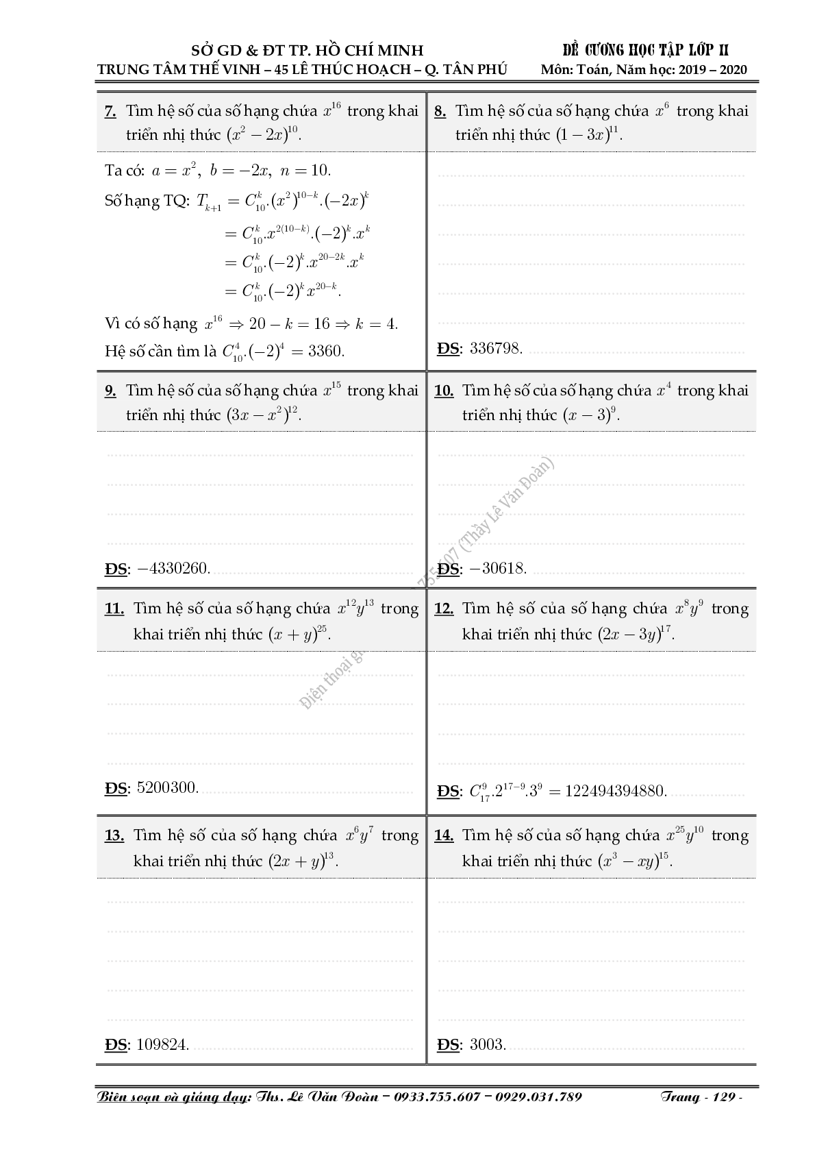Chuyên đề nhị thức Newton (Niu-tơn) (trang 3)