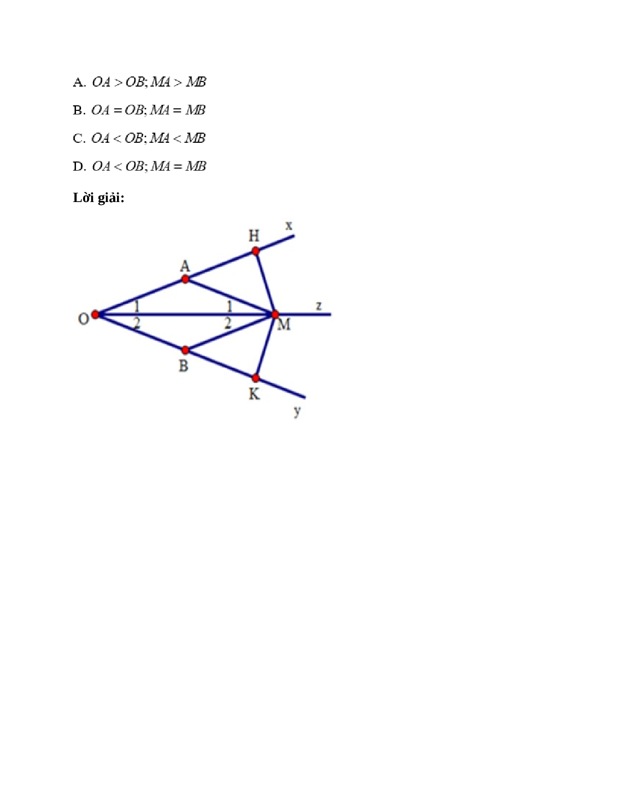 Trắc nghiệm Trường hợp bằng nhau thứ ba của tam giác:  góc - cạnh - góc (g.c.g) có đáp án – Toán lớp 7 (trang 2)