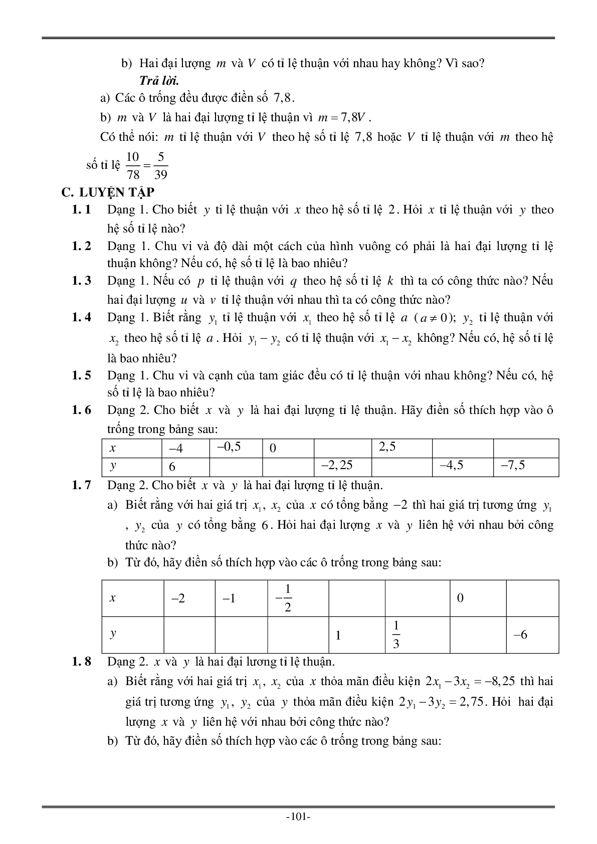 Lý thuyết Toán 7 có đáp án: Hàm số và đồ thị (trang 4)