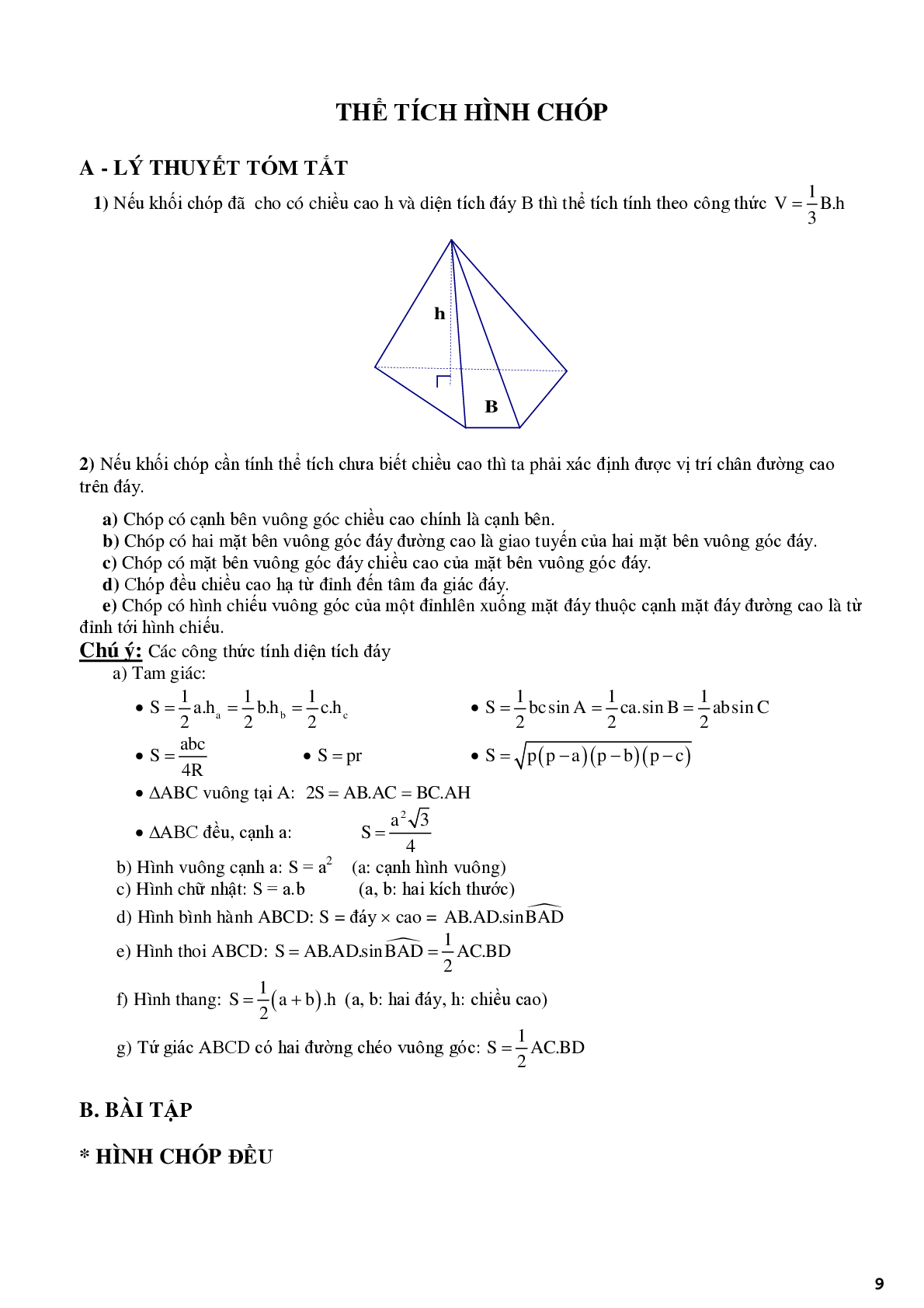 Bài tập trắc nghiệm về chuyên đề đa diện mặt nón - trụ - cầu (trang 9)